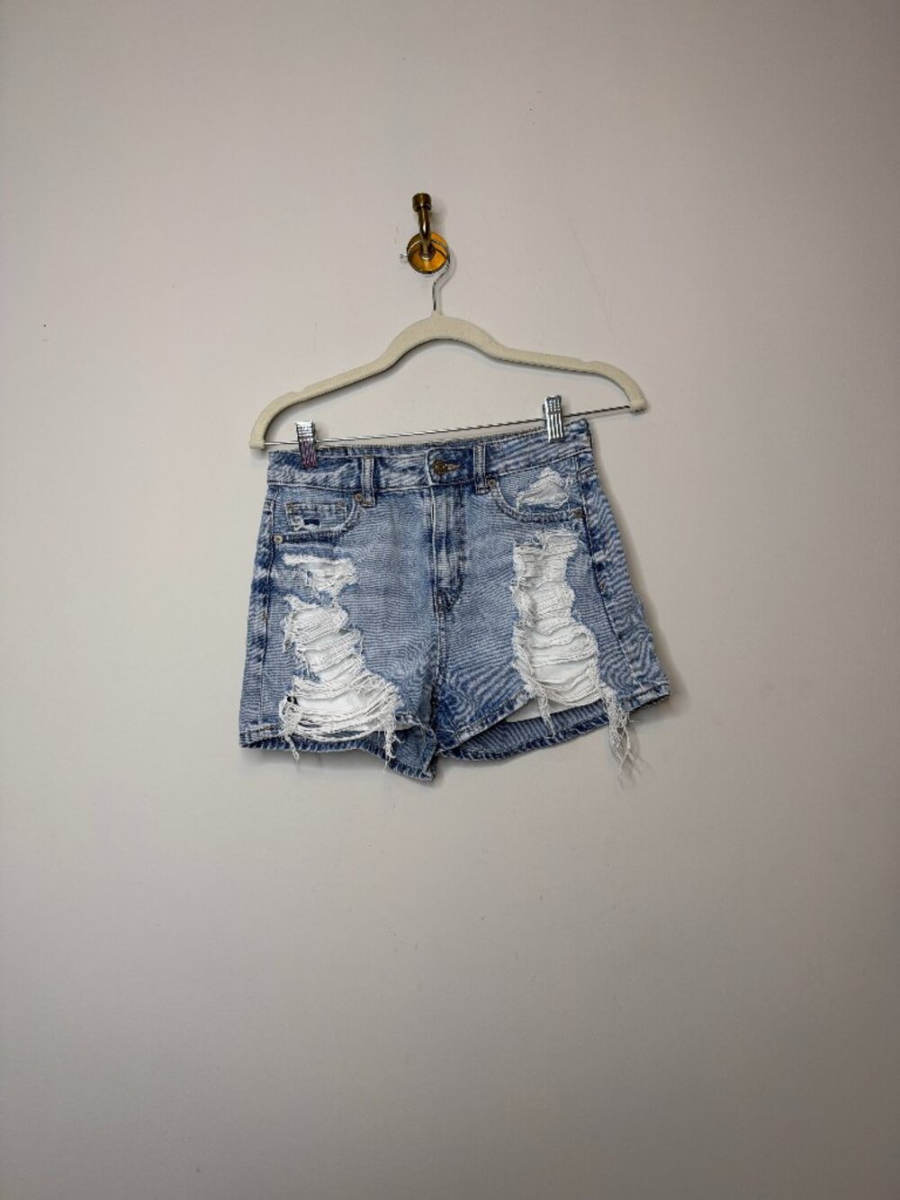 American Eagle Blue Distressed Mom Shorts Women's 00